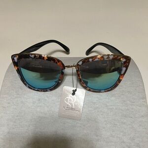 Tortoise Shell Sunglasses with Blue Lenses